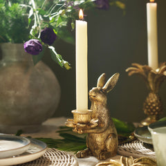 Gold Polyresin Rabbit Candle Holder