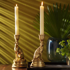 Gold Polyresin Cheetah Candle Holder - Small