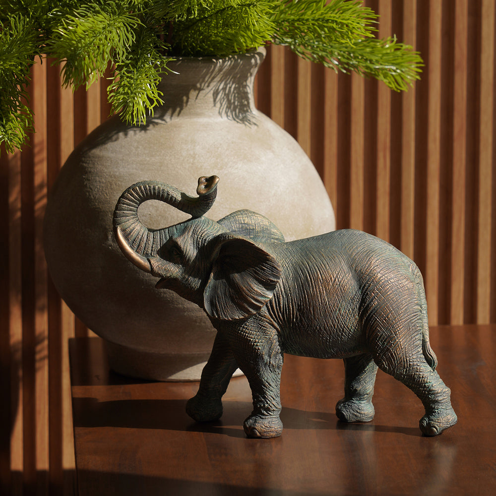 Bronze Polyresin Walking Elephant - Small