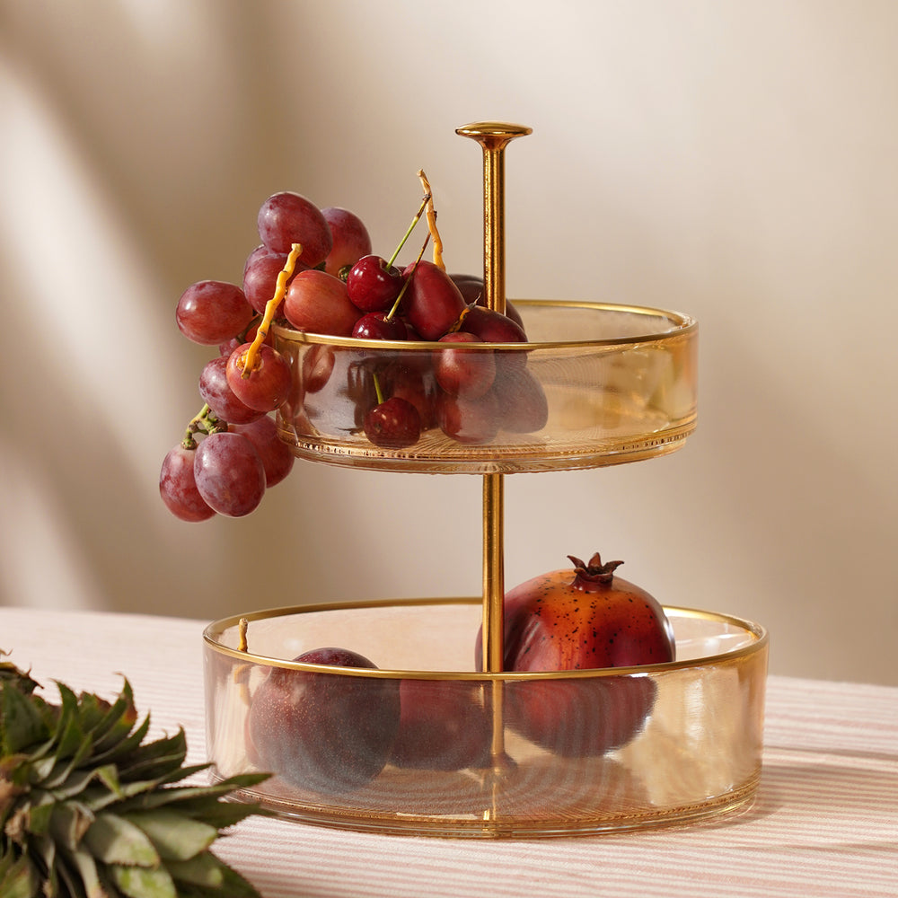 Radial Texture Cookie Stand with Gold Rim