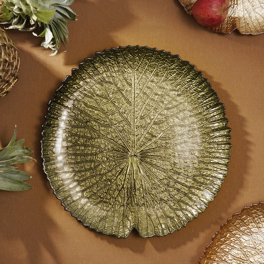 Green Lotus Leaf Decorative Platter - Large