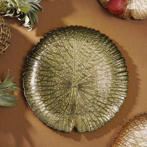 Green Lotus Leaf Decorative Platter - Large