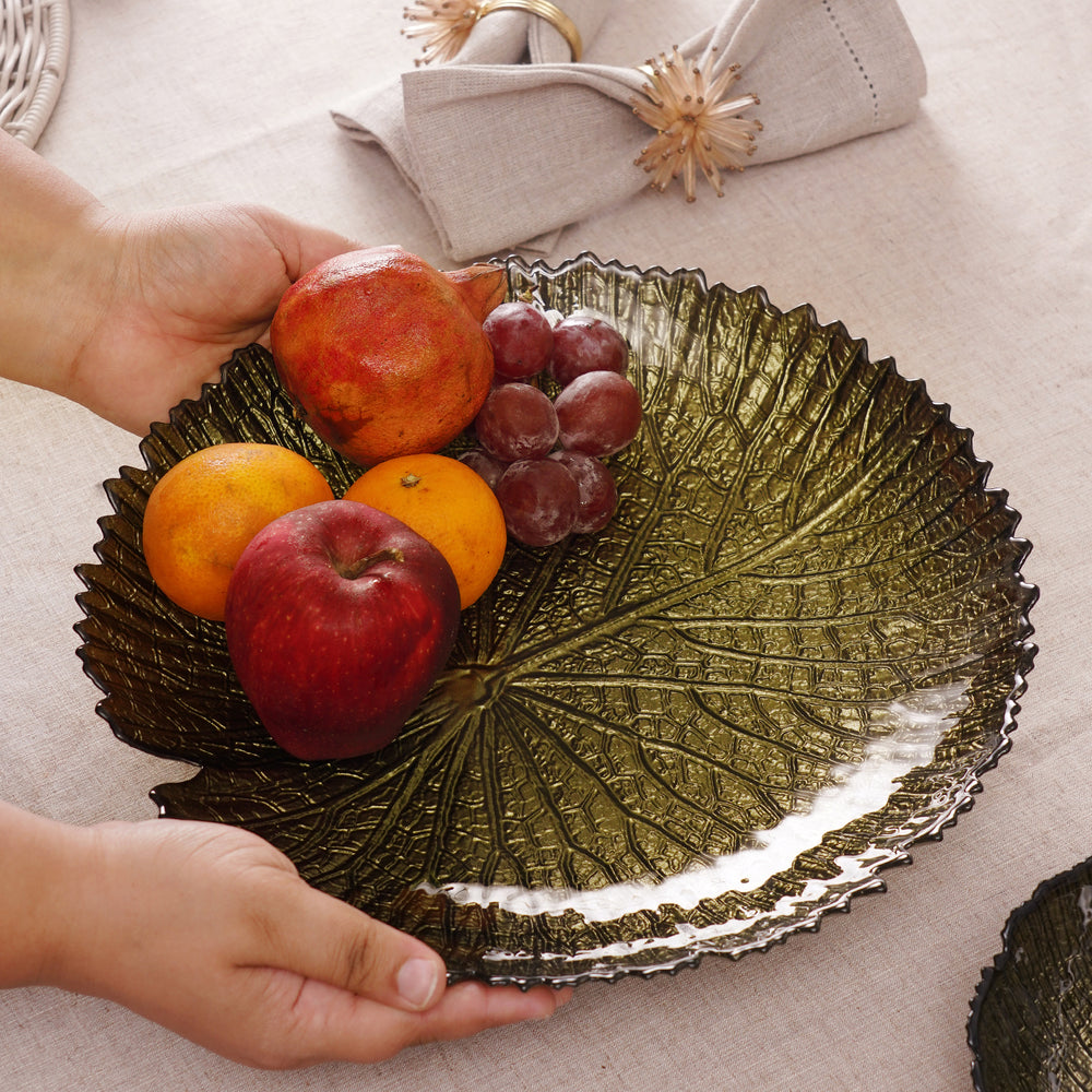 Green Lotus Leaf Decorative Bowl - Large