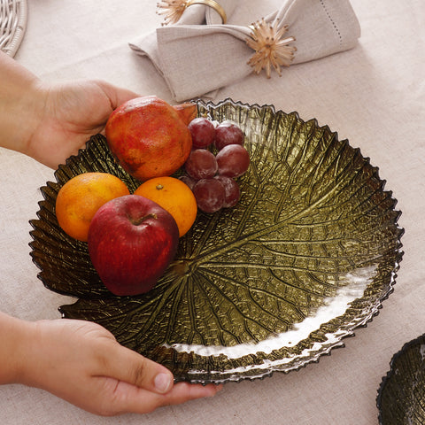 Green Lotus Leaf Decorative Bowl - Large