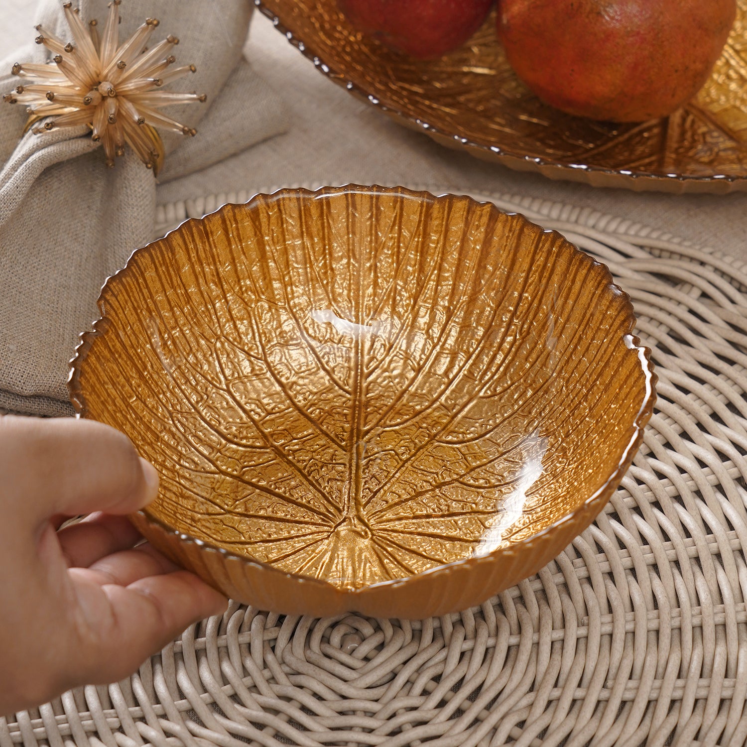 Gold Lotus Leaf Decorative Bowl - Small