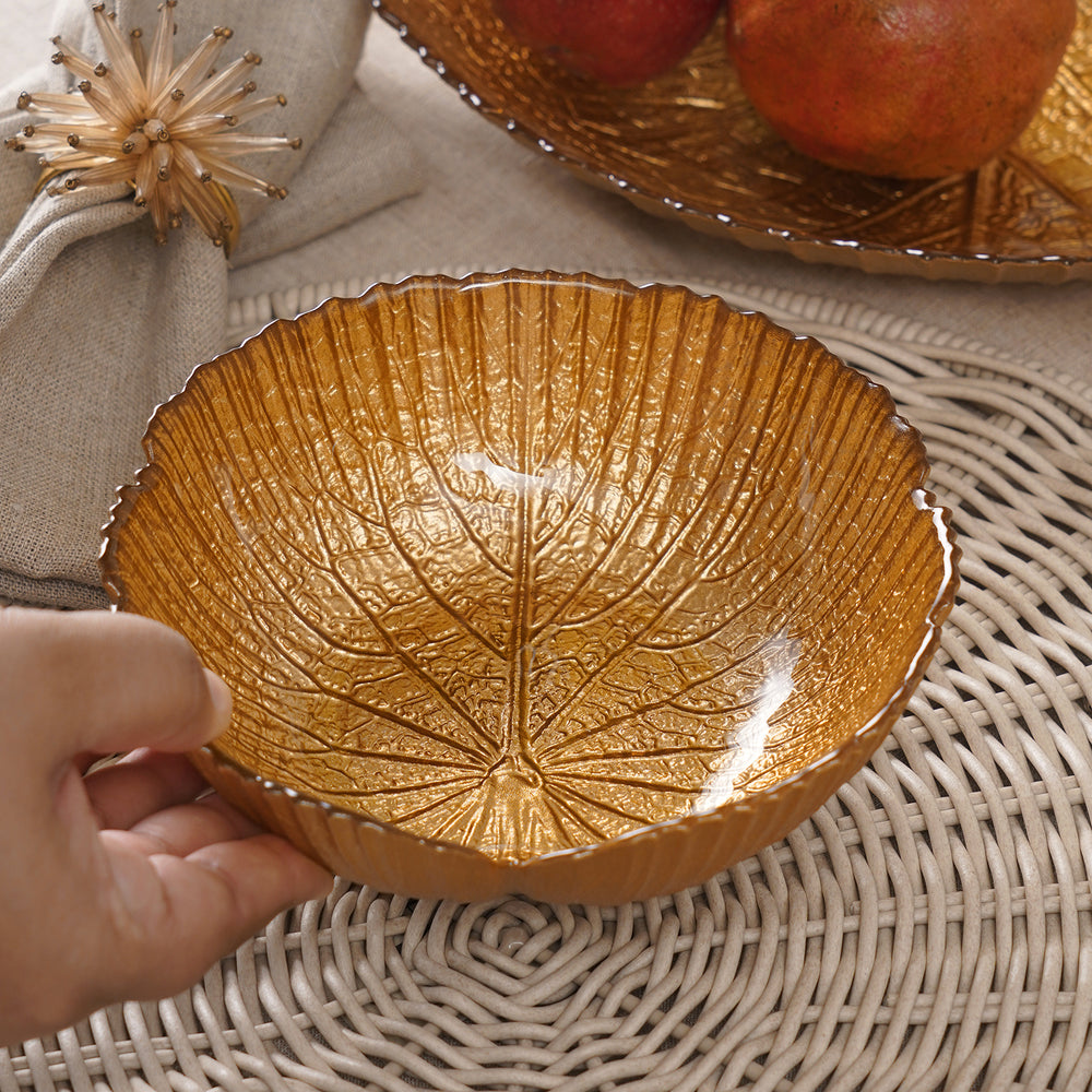 Gold Lotus Leaf Decorative Bowl - Small