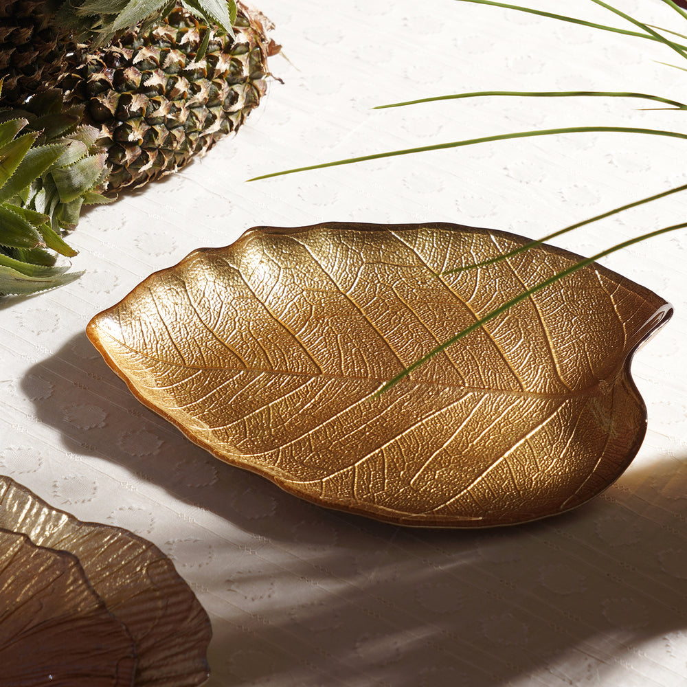Gold Leaf Shaped Decorative Platter - Large