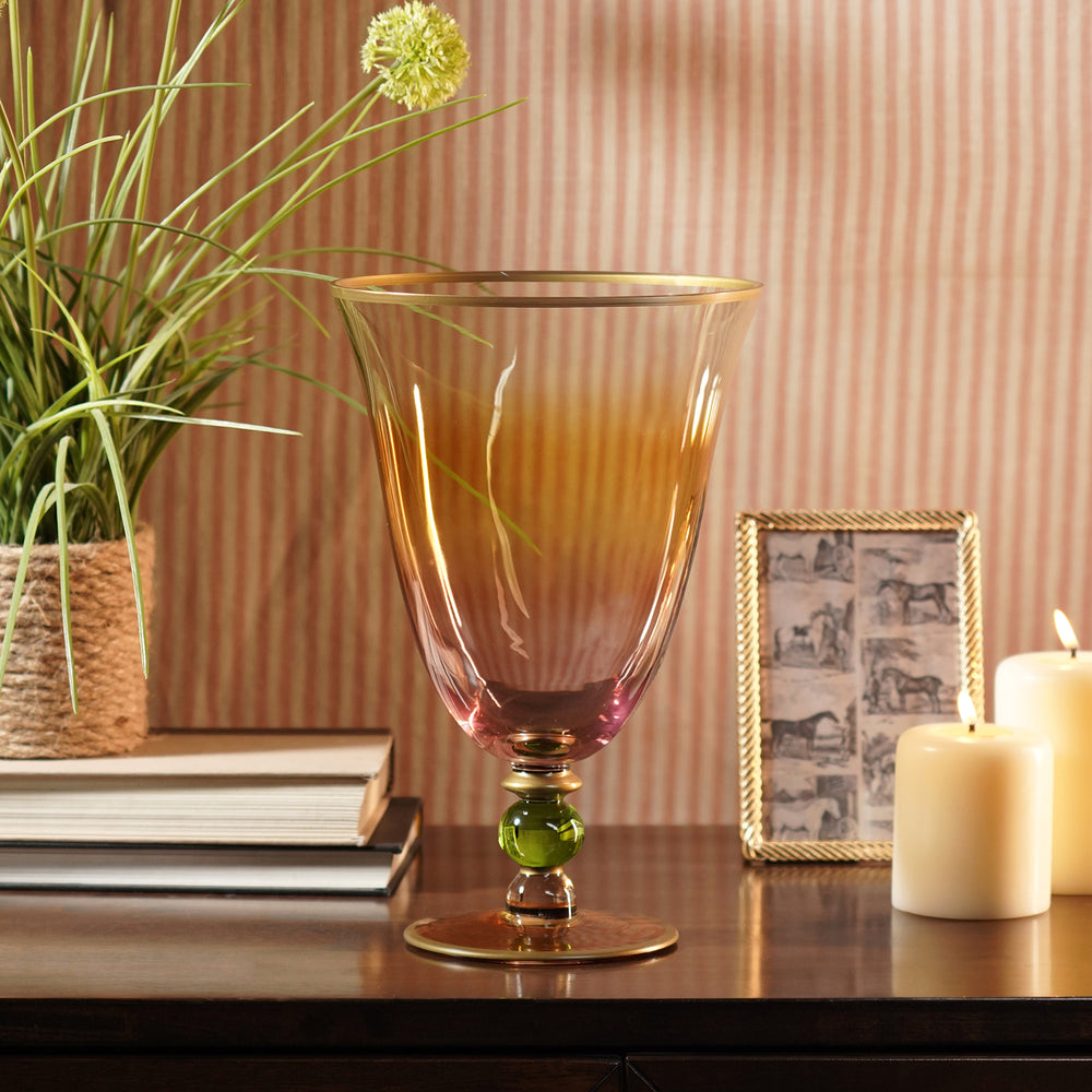 Amber & Pink Ombre Glass Vase - Small