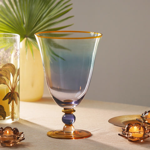 Blue Ombre Vase with Gold Rim - Small