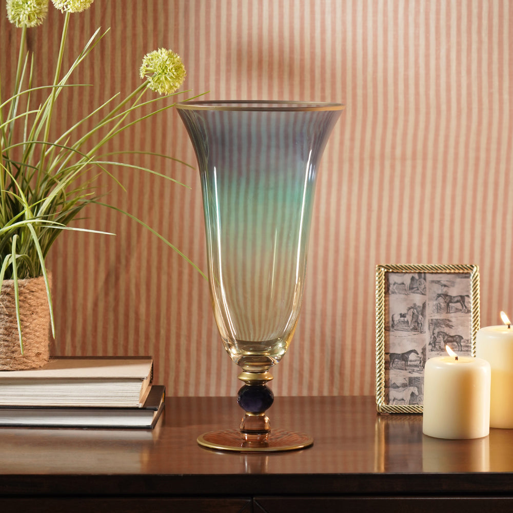 Blue & Green Ombre Glass Vase - Large