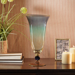 Blue & Green Ombre Glass Vase - Large
