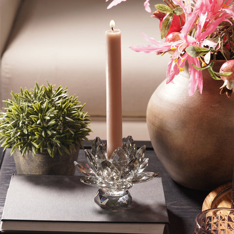 Clear Crystal Lotus Shaped Candle Holder