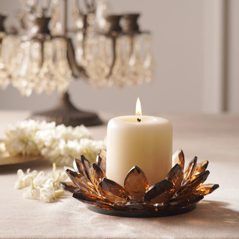 Amber Crystal Candle Holder