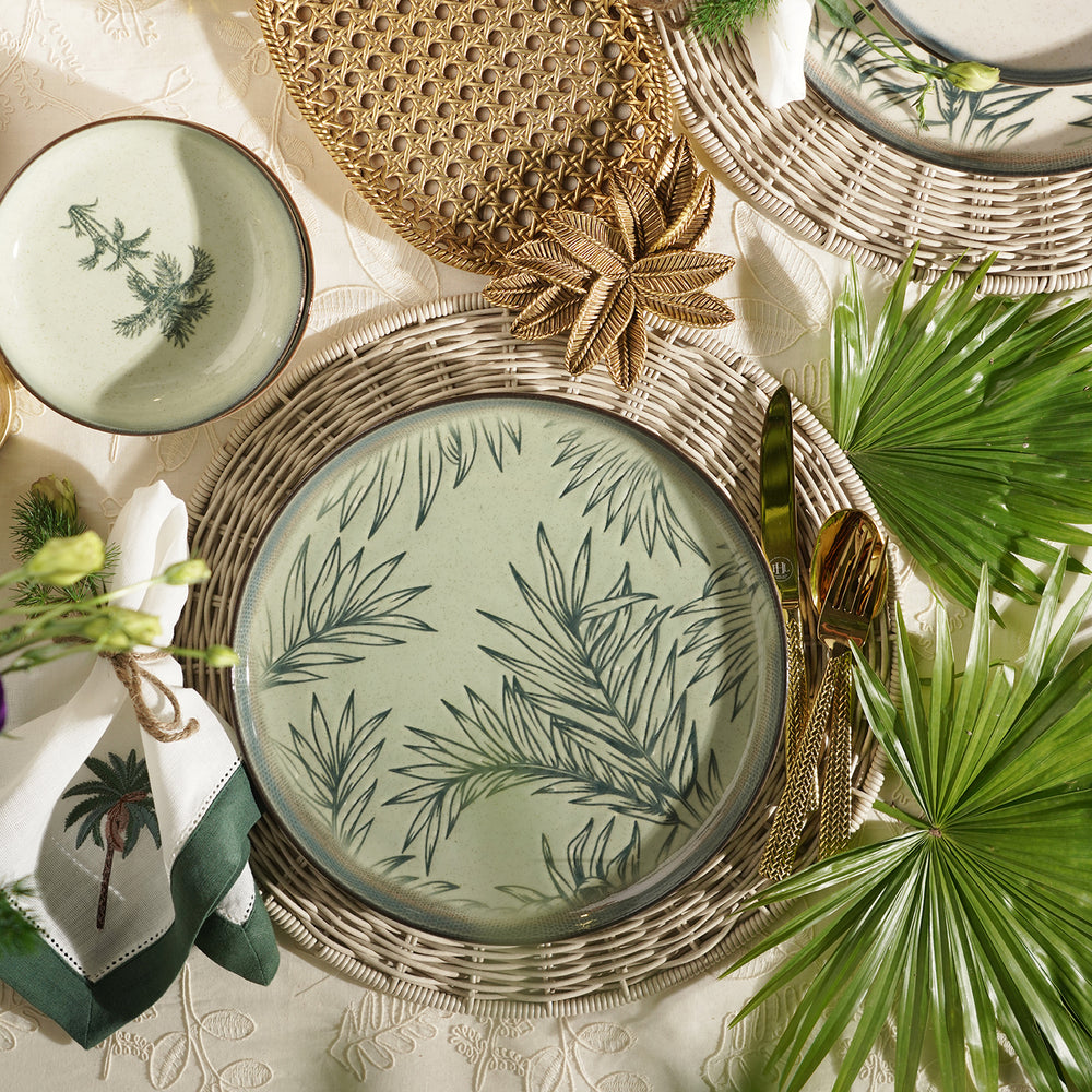 Ivory Ceramic Printed Dinner Plate