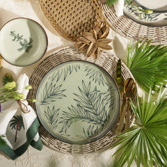 Ivory Ceramic Printed Dinner Plate