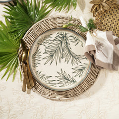 Ivory Ceramic Printed Dinner Plate