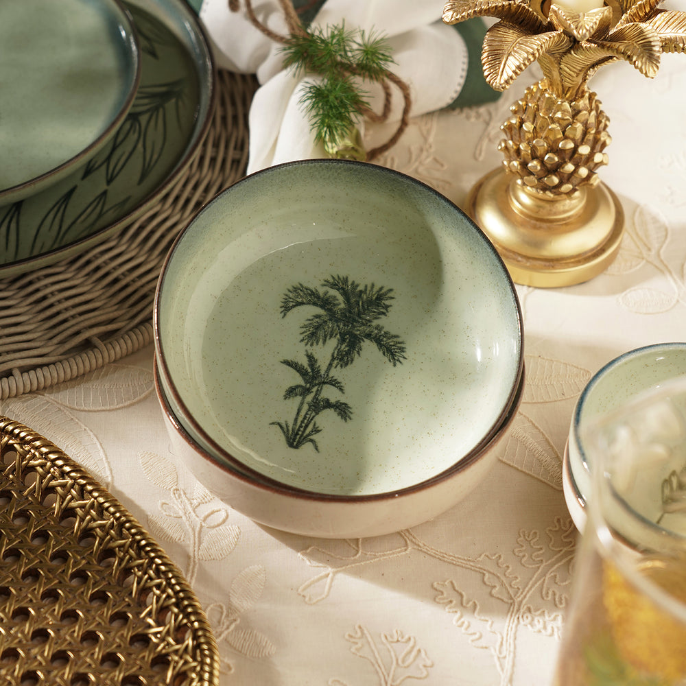 Ivory Ceramic Printed Serving Bowl