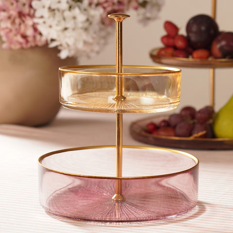 Amber & Pink Two Tiered Radial Textured Cookie Stand