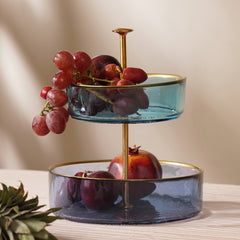 Blue Two Tiered Radial Textured Cookie Stand