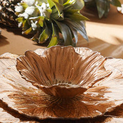 Set of 2 Copper Gold Flower Shaped Serving Small Bowls
