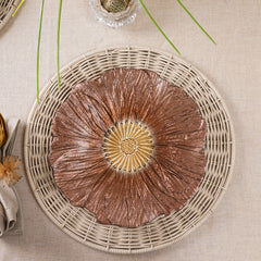 Set of 2 Bronze Gold Flower Shaped Dinner Plates