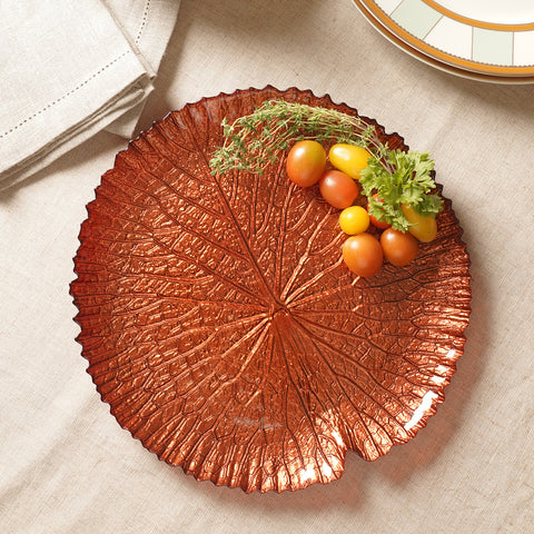 Dark Red Lotus Leaf Decorative Platter - Large