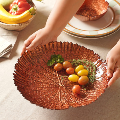 Dark Red Lotus Leaf Decorative Bowl - Large