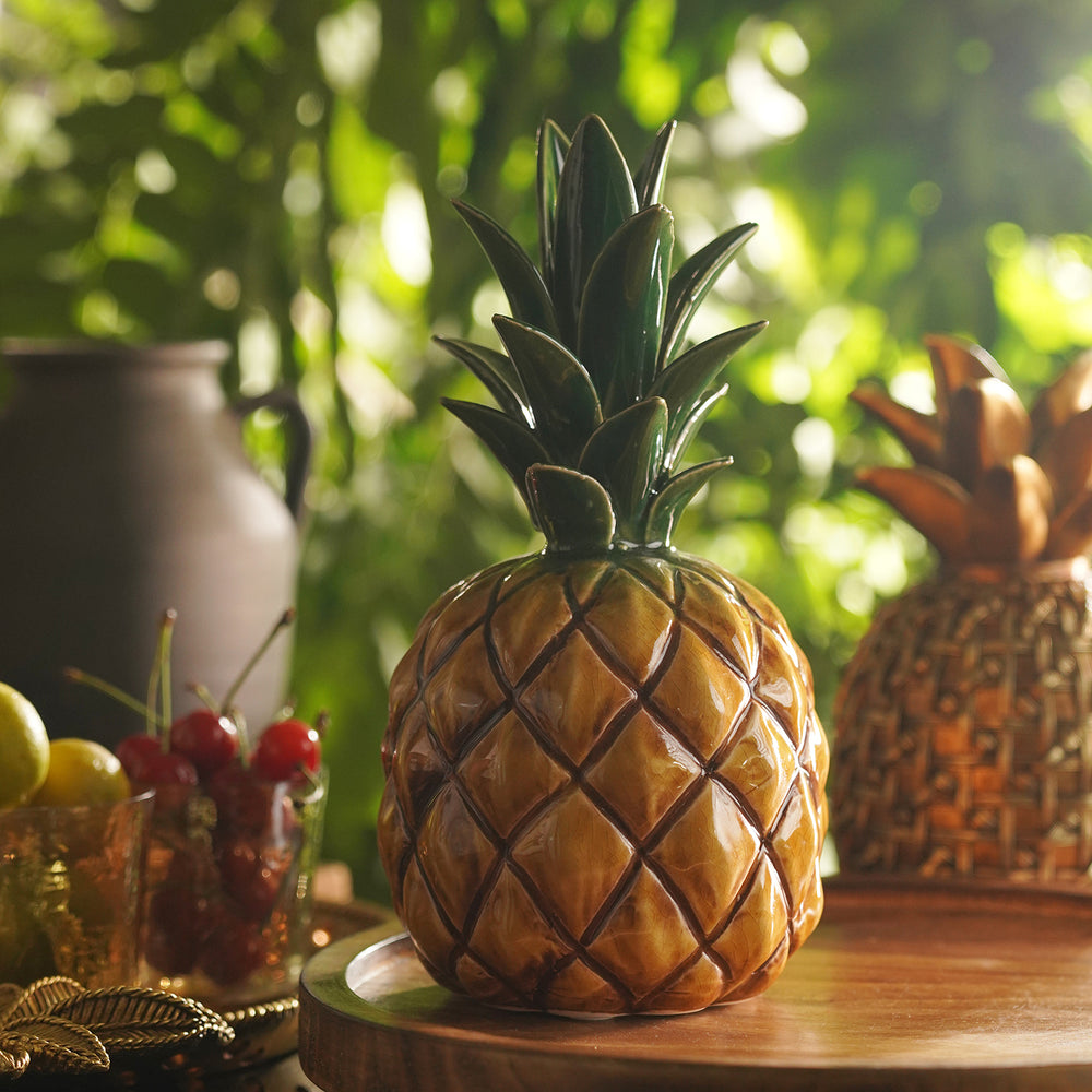 Green Mustard Ceramic Pineapple Decor