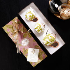 Set of 3 Pink Printed Bone China Tea Set