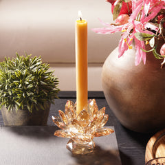 Amber Crystal Lotus Shaped Candle Holder