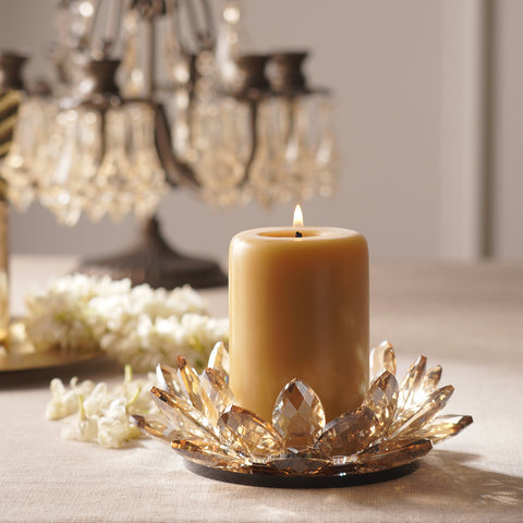 Light Amber Crystal Candle Holder