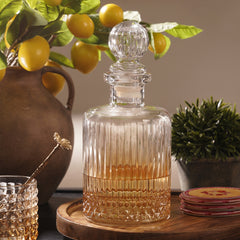 Amber Ombre Ribbed Glass Whiskey Decanter