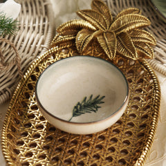 Green Ceramic Printed Small Bowl
