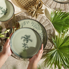 Green Ceramic Printed Dessert Plate