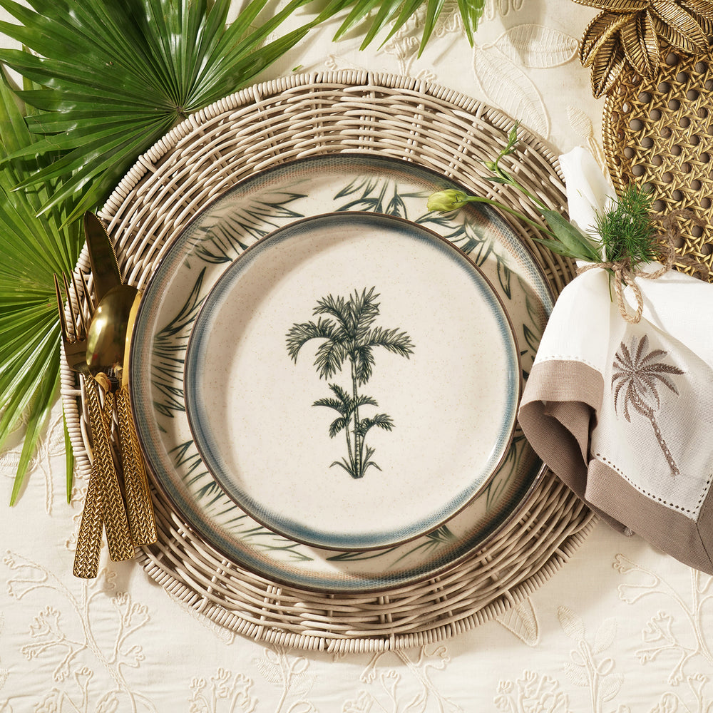 Green Ceramic Printed Dessert Plate