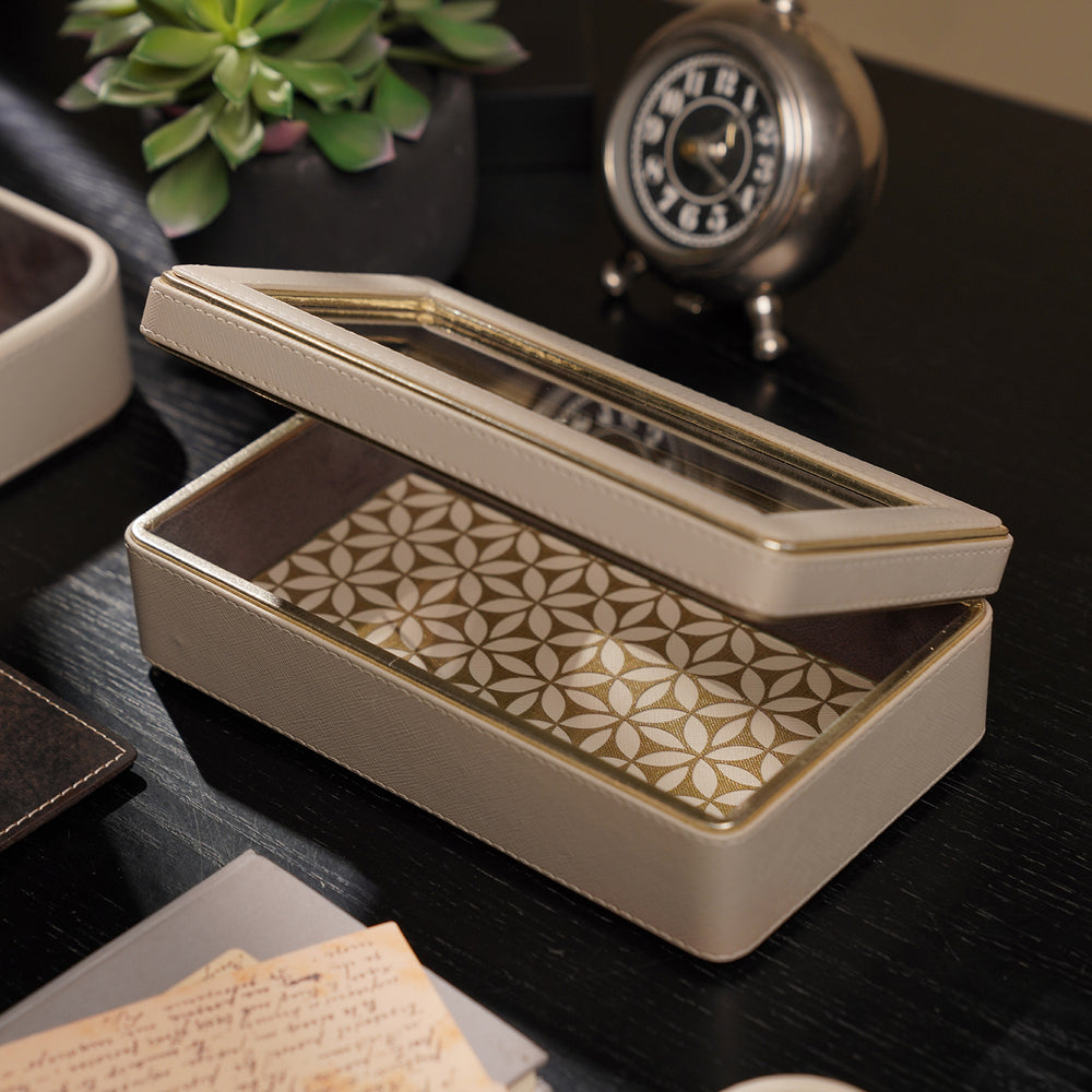 Beige Faux Leather Storage Box