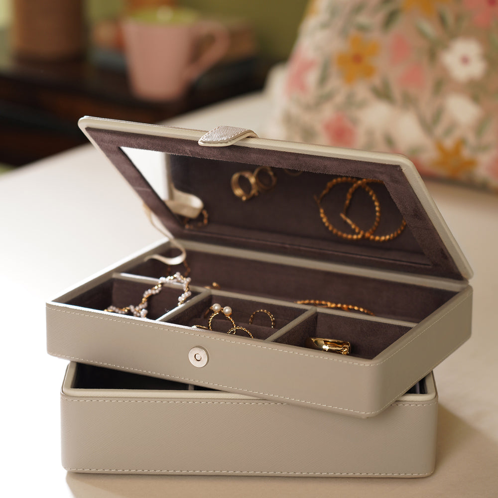 Beige Faux Leather Jewellery Box