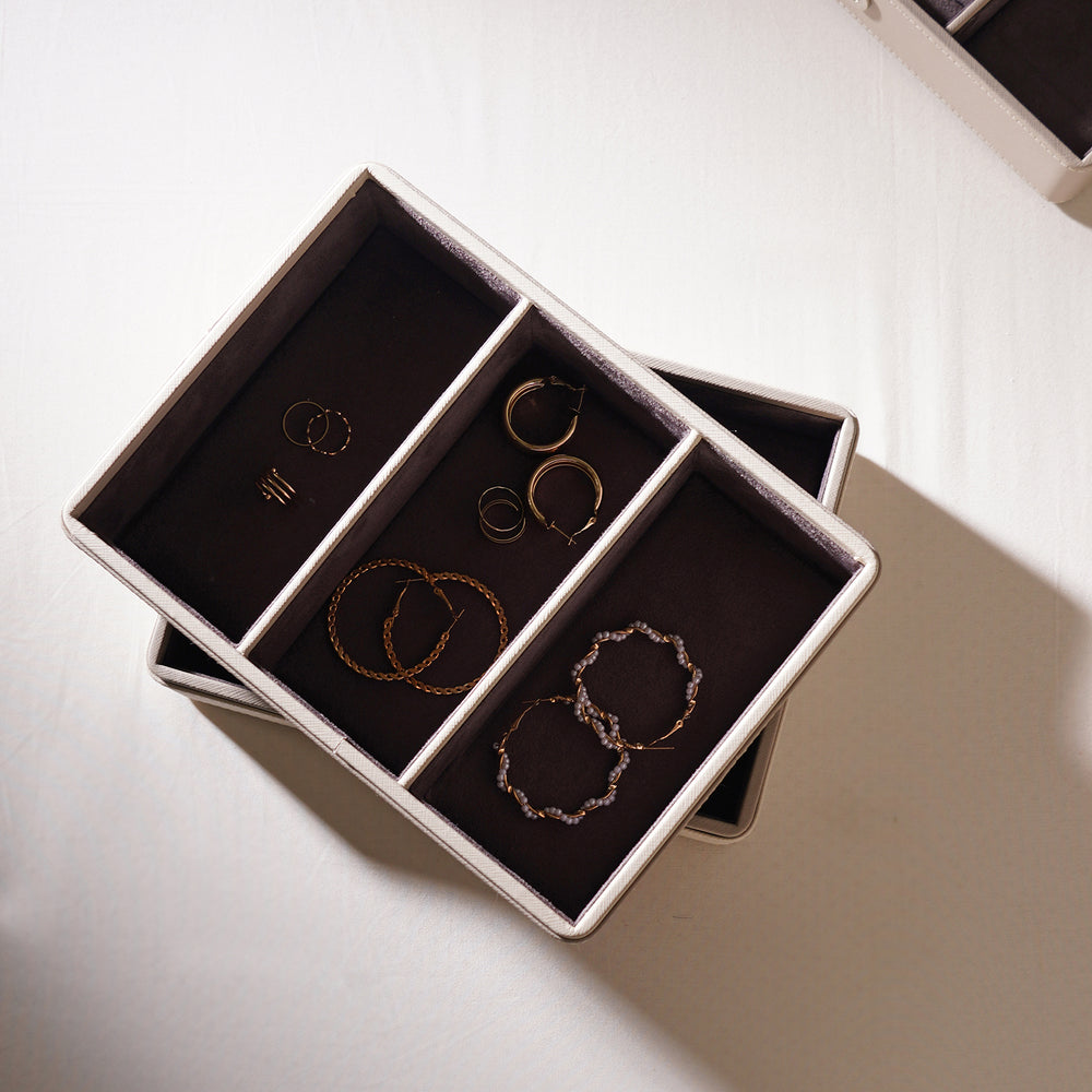 Beige 3 Compartment Faux Leather Organiser