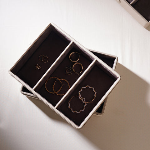 Beige 3 Compartment Faux Leather Organiser