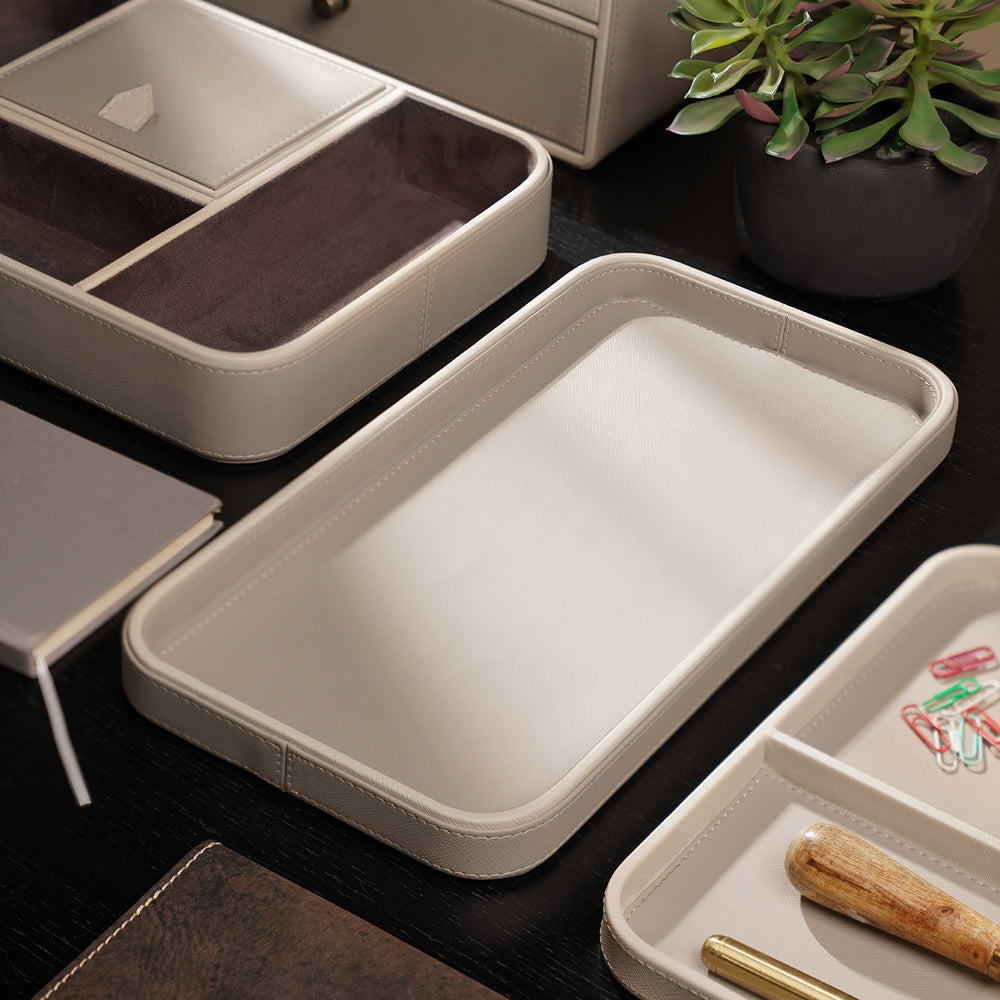 Beige Faux Leather Tray
