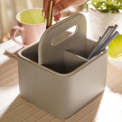 Beige 4 Compartment Faux Leather Organiser