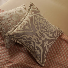 Taupe Embroidered Square Cushion Cover