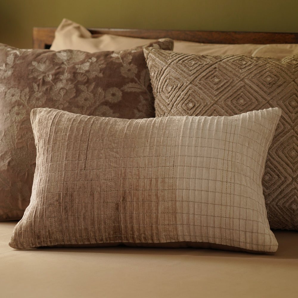 Ivory Pleated Rectangle Cushion Cover
