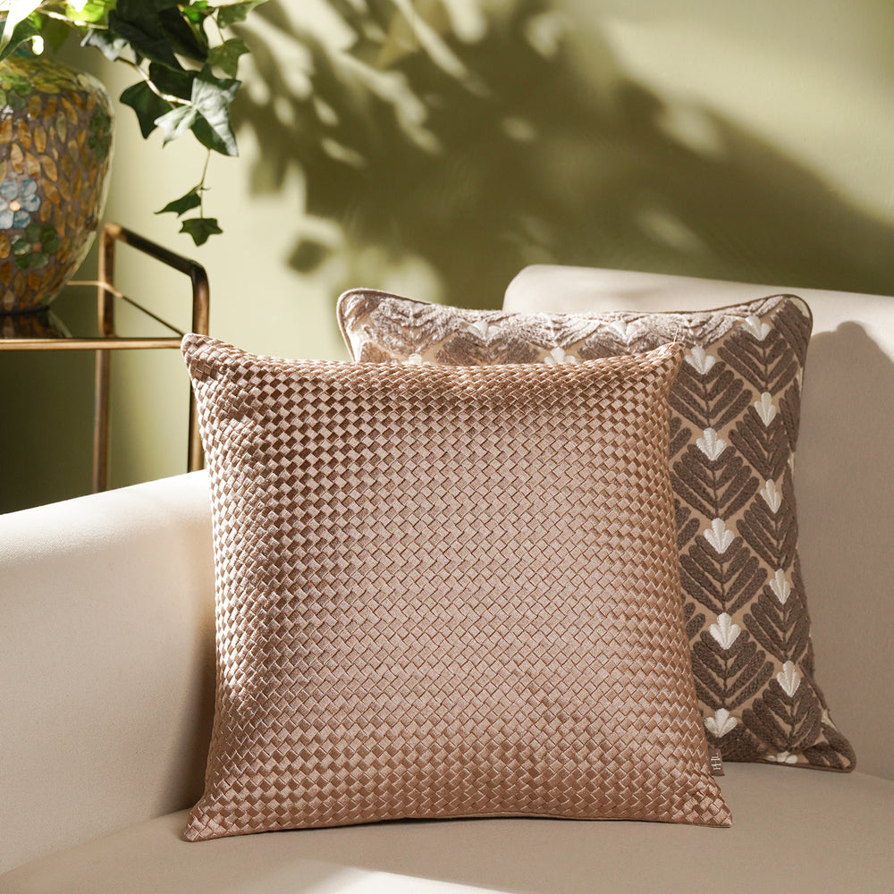 Pink Woven Textured Cushion Cover