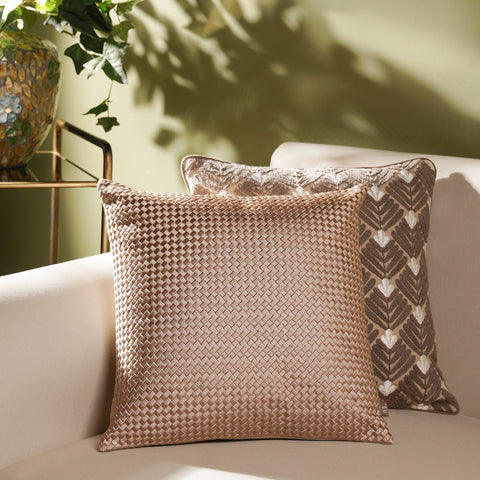 Pink Woven Textured Cushion Cover