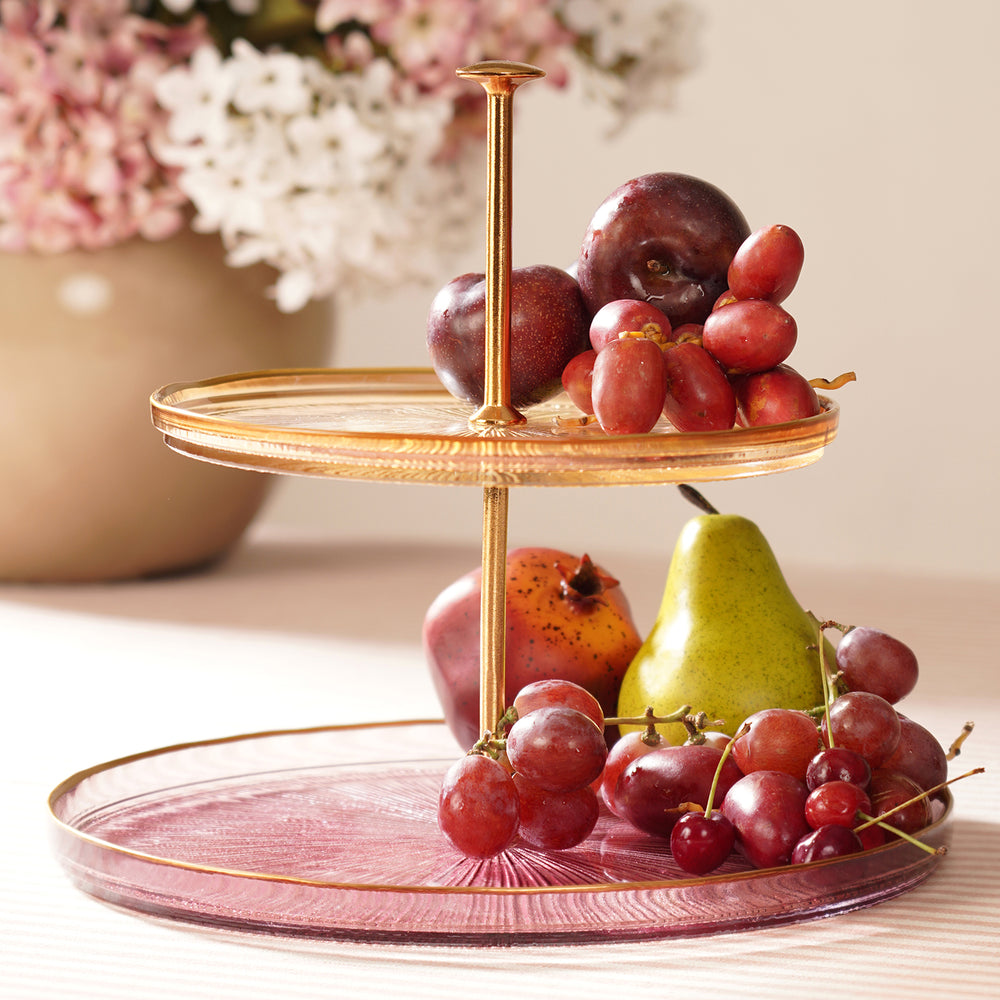 Amber & Pink Radial Textured Cake Stand