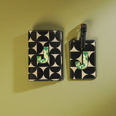 Set of 2 Black & Green J Passport Holder & Luggage Tag