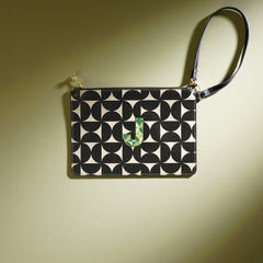 Black & Green J Flat Travel Pouch
