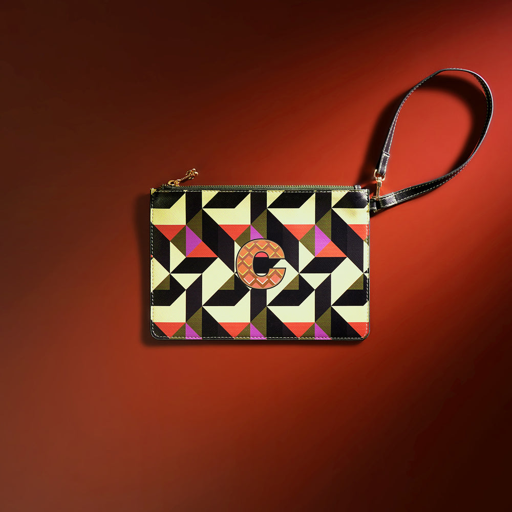 Orange & Pink C Flat Travel Pouch