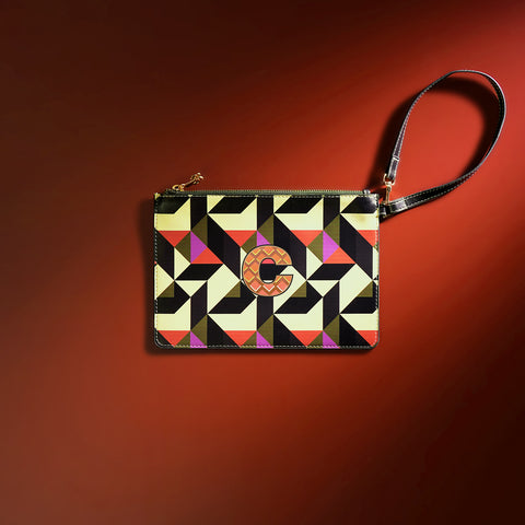 Orange & Pink C Flat Travel Pouch